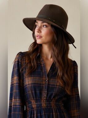 D&Y Dark Brown 100% Wool Hat with Brim